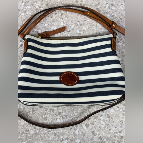 Dooney & Bourke Navy and Cream Striped Crossbody Bag